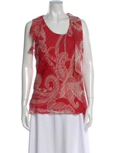 Pre-owned Etro Silk Paisley Print Blouse In Red