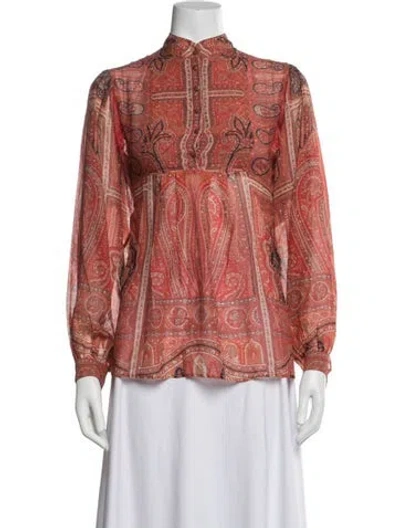 Pre-owned Etro Silk Paisley Print Blouse In Red
