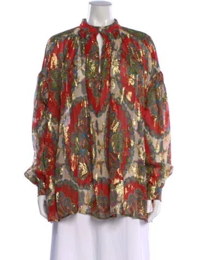 Pre-owned Etro Silk Paisley Print Blouse W/ Tags