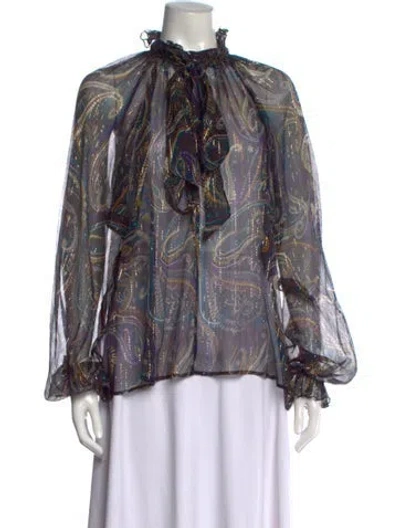 Pre-owned Etro Silk Paisley Print Blouse W/ Tags In Multi