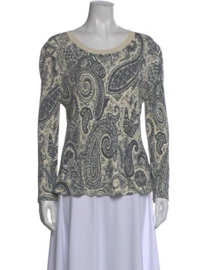 Pre-owned Etro Silk Paisley Print Blouse In White