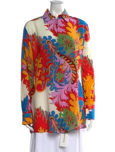 Pre-owned Etro Silk Paisley Print Button-up Top In Multi
