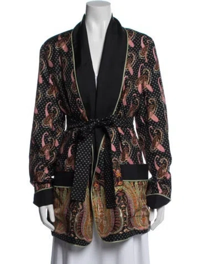 Pre-owned Etro Silk Paisley Print Coat In Blue