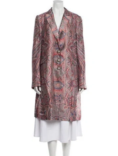 Pre-owned Etro Silk Paisley Print Coat In Red