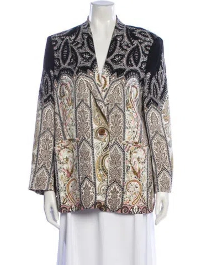 Pre-owned Etro Silk Paisley Print Evening Jacket In Neutral