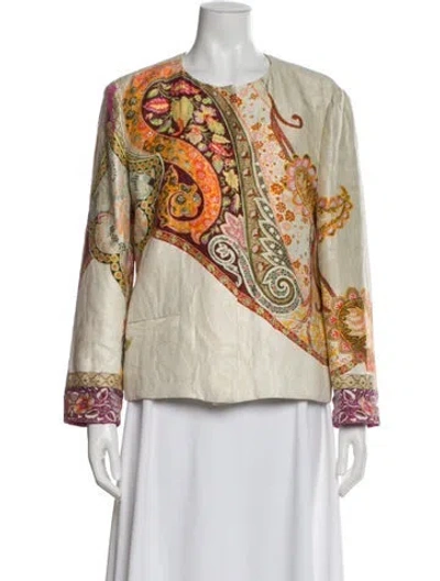 Pre-owned Etro Silk Paisley Print Evening Jacket In Orange