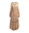 Etro , Long Printed Silk Dress, Woman, White, Size 44 In Orange