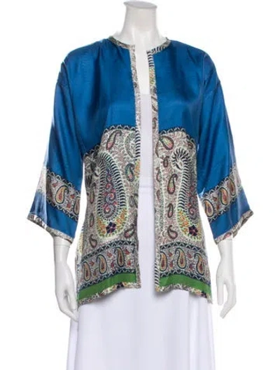 Pre-owned Etro Silk Paisley Print Jacket In Blue