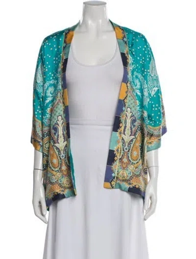 Pre-owned Etro Silk Paisley Print Jacket In Blue
