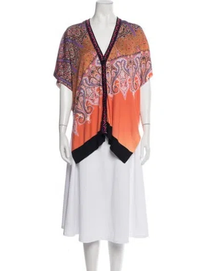Pre-owned Etro Silk Paisley Print Jacket In Orange