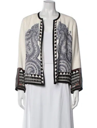 Pre-owned Etro Silk Paisley Print Jacket In White