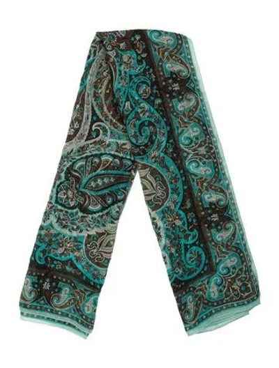 Pre-owned Etro Silk Paisley Print Pareo In Multi