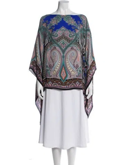 Pre-owned Etro Silk Paisley Print Robe In Blue