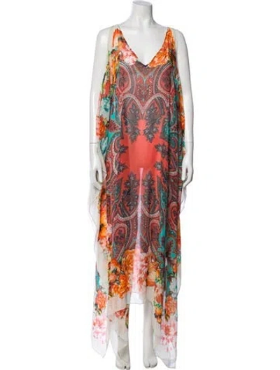 Pre-owned Etro Silk Paisley Print Robe In Neutral