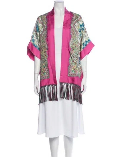 Pre-owned Etro Silk Paisley Print Robe In Pink