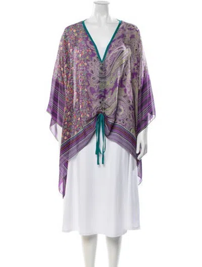 Pre-owned Etro Silk Paisley Print Robe In Purple