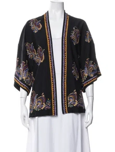 Pre-owned Etro Silk Paisley Print Robe W/ Tags In Black