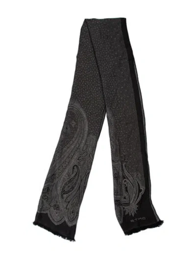 Pre-owned Etro Silk Paisley Print Scarf In Black