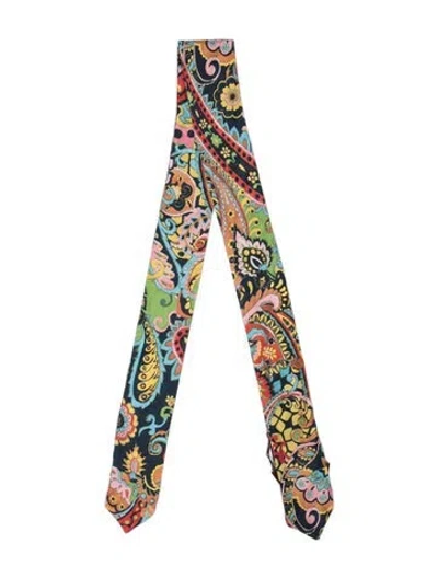 Pre-owned Etro Silk Paisley Print Scarf In Blue