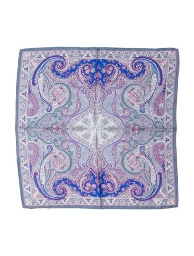 Pre-owned Etro Silk Paisley Print Scarf In Blue