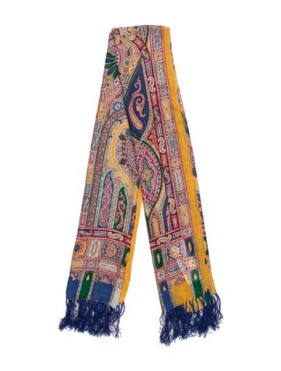 Pre-owned Etro Silk Paisley Print Scarf In Blue