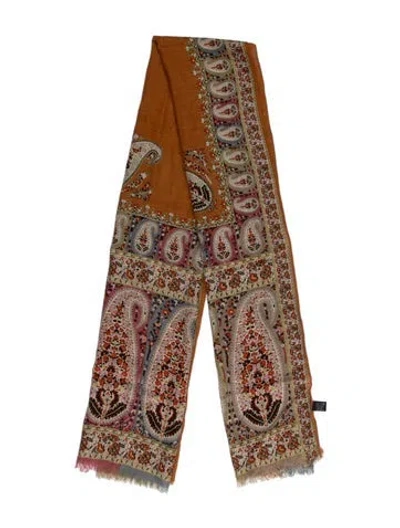 Pre-owned Etro Silk Paisley Print Scarf In Brown