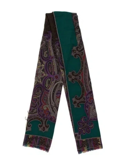 Pre-owned Etro Silk Paisley Print Scarf In Brown