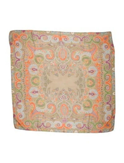 Pre-owned Etro Silk Paisley Print Scarf In Green