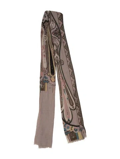 Pre-owned Etro Silk Paisley Print Scarf In Green
