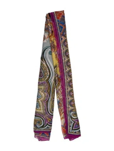 Pre-owned Etro Silk Paisley Print Scarf In Green