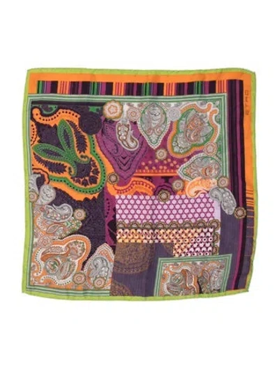 Pre-owned Etro Silk Paisley Print Scarf In Green