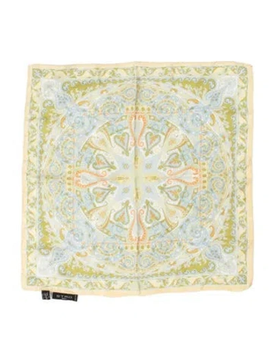 Pre-owned Etro Silk Paisley Print Scarf In Green