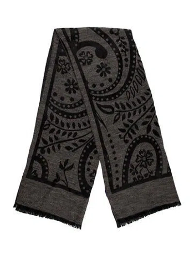 Pre-owned Etro Silk Paisley Print Scarf In Grey