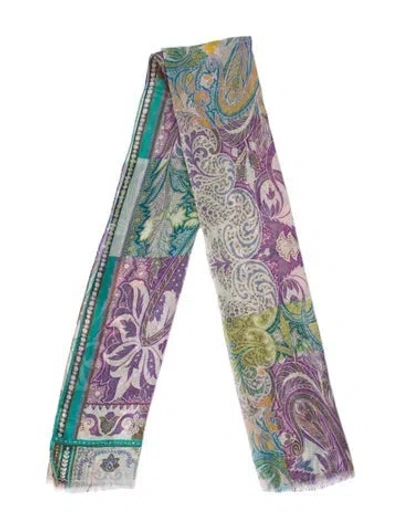Pre-owned Etro Silk Paisley Print Scarf In Multi