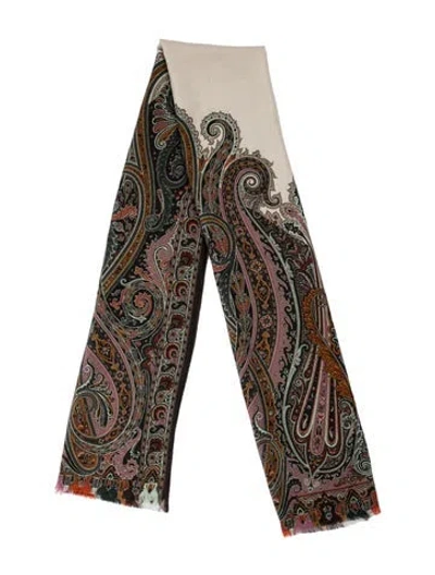 Pre-owned Etro Silk Paisley Print Scarf In Multi