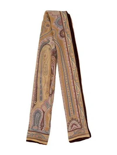 Pre-owned Etro Silk Paisley Print Scarf In Multi