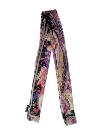 Pre-owned Etro Silk Paisley Print Scarf In Multi