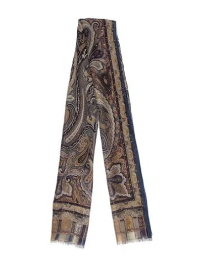 Pre-owned Etro Silk Paisley Print Scarf In Neutral