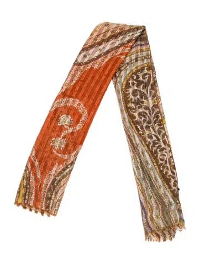 Pre-owned Etro Silk Paisley Print Scarf In Neutral