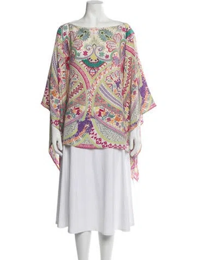 Pre-owned Etro Silk Paisley Print Scarf In Neutrals