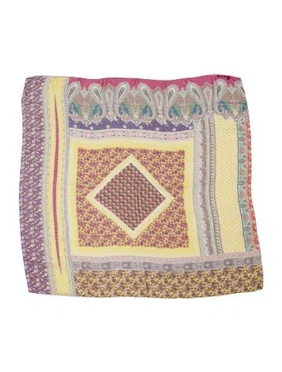 Pre-owned Etro Silk Paisley Print Scarf In Orange