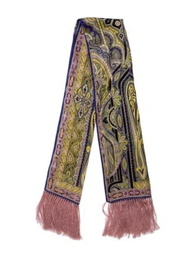 Pre-owned Etro Silk Paisley Print Scarf In Pink