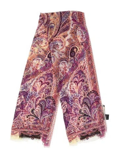 Pre-owned Etro Silk Paisley Print Scarf In Pink