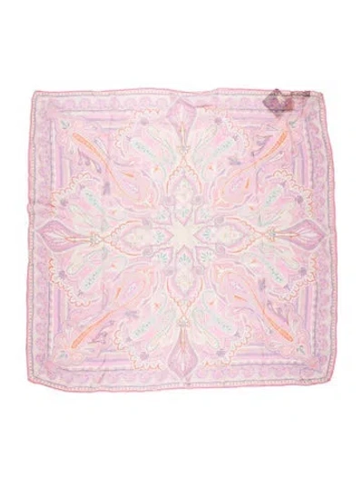 Pre-owned Etro Silk Paisley Print Scarf In Pink