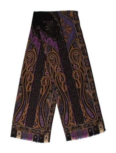 Pre-owned Etro Silk Paisley Print Scarf In Purple