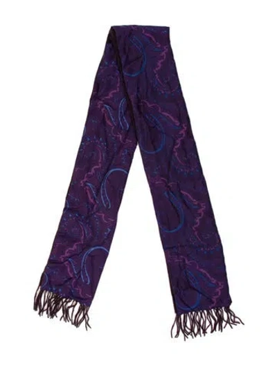 Pre-owned Etro Silk Paisley Print Scarf In Purple