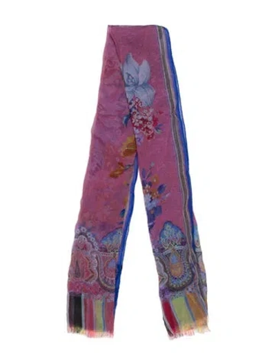 Pre-owned Etro Silk Paisley Print Scarf In Purple