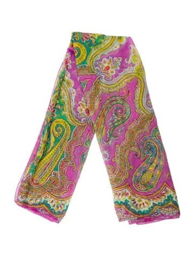 Pre-owned Etro Silk Paisley Print Scarf In Purple