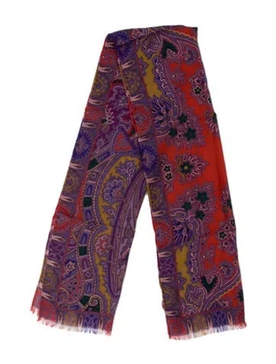 Pre-owned Etro Silk Paisley Print Scarf In Purple