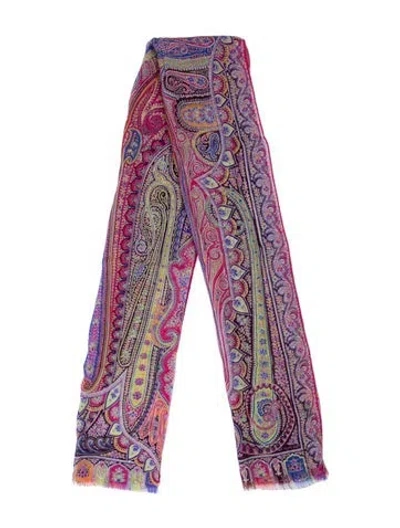 Pre-owned Etro Silk Paisley Print Scarf In Purple